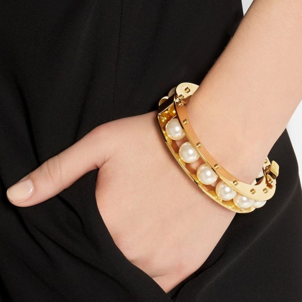 Lele Sadoughi – Hinged Faux-Pearl Slider Bracelet, LIKE NEW